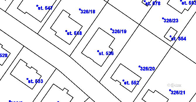 Parcela st. 536 v KÚ Dukovany, Katastrální mapa