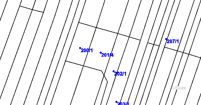 Parcela st. 201/4 v KÚ Dukovany, Katastrální mapa
