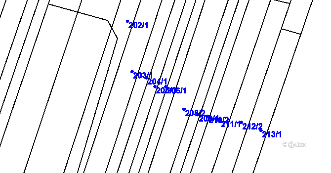 Parcela st. 206/1 v KÚ Dukovany, Katastrální mapa