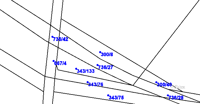 Parcela st. 300/8 v KÚ Dukovany, Katastrální mapa