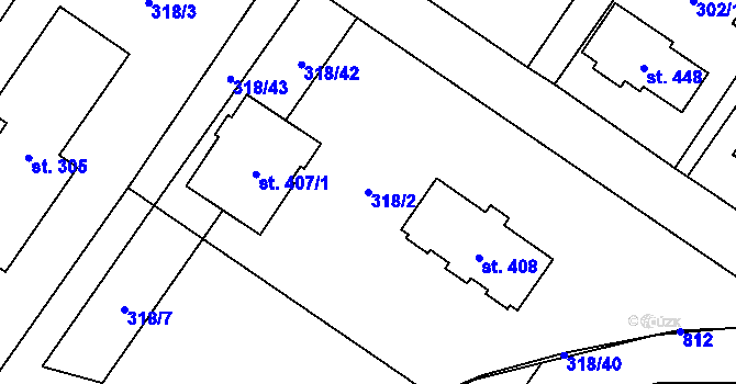 Parcela st. 318/2 v KÚ Dukovany, Katastrální mapa