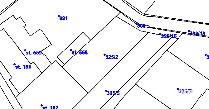 Parcela st. 325/2 v KÚ Dukovany, Katastrální mapa