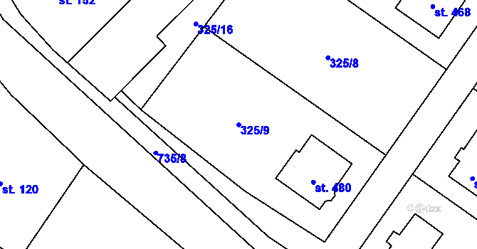 Parcela st. 325/9 v KÚ Dukovany, Katastrální mapa