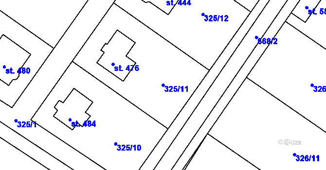 Parcela st. 325/11 v KÚ Dukovany, Katastrální mapa