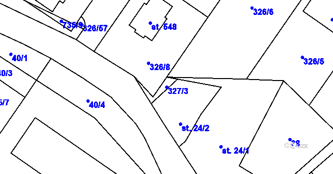 Parcela st. 327/3 v KÚ Dukovany, Katastrální mapa