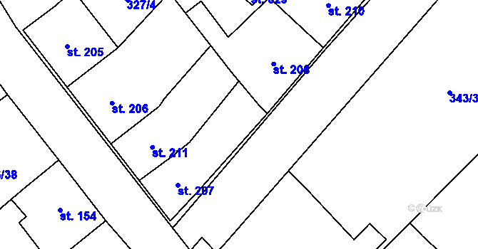 Parcela st. 327/7 v KÚ Dukovany, Katastrální mapa
