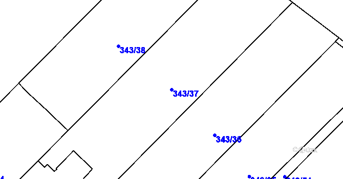 Parcela st. 343/37 v KÚ Dukovany, Katastrální mapa