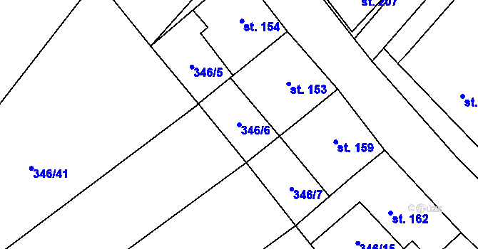 Parcela st. 346/6 v KÚ Dukovany, Katastrální mapa