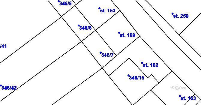 Parcela st. 346/7 v KÚ Dukovany, Katastrální mapa