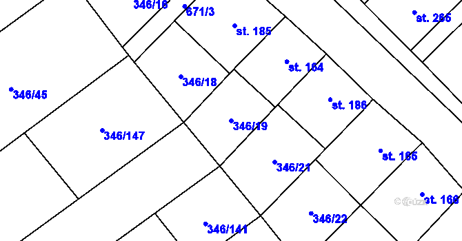 Parcela st. 346/19 v KÚ Dukovany, Katastrální mapa