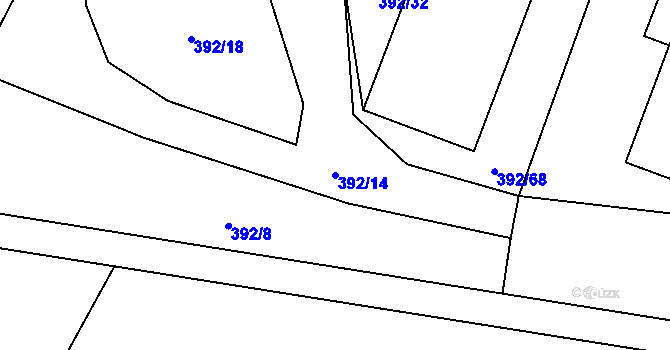 Parcela st. 392/14 v KÚ Dukovany, Katastrální mapa