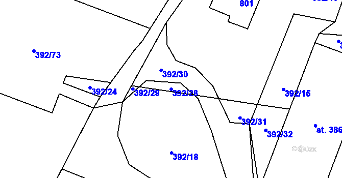 Parcela st. 392/28 v KÚ Dukovany, Katastrální mapa