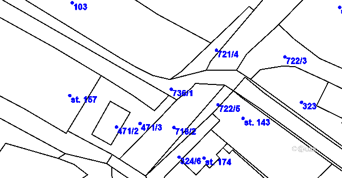 Parcela st. 736/1 v KÚ Dukovany, Katastrální mapa
