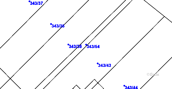 Parcela st. 343/54 v KÚ Dukovany, Katastrální mapa