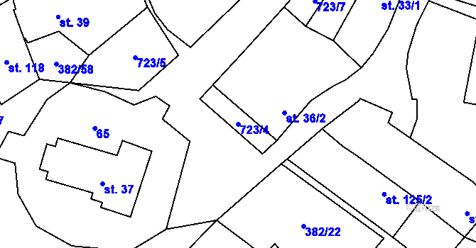 Parcela st. 723/4 v KÚ Dukovany, Katastrální mapa