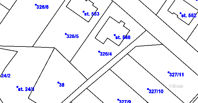 Parcela st. 326/4 v KÚ Dukovany, Katastrální mapa