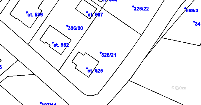 Parcela st. 326/21 v KÚ Dukovany, Katastrální mapa