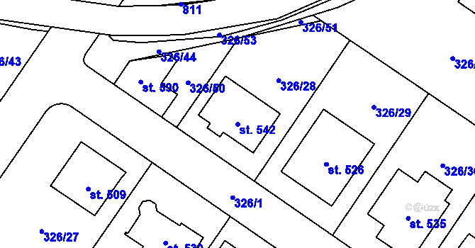 Parcela st. 542 v KÚ Dukovany, Katastrální mapa