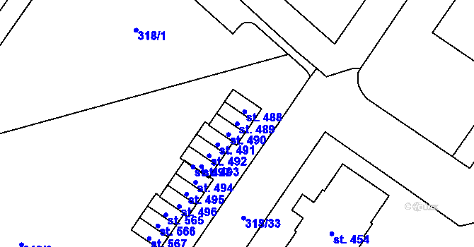 Parcela st. 489 v KÚ Dukovany, Katastrální mapa