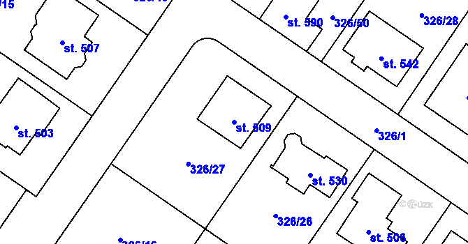 Parcela st. 509 v KÚ Dukovany, Katastrální mapa