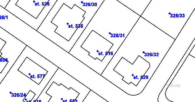 Parcela st. 516 v KÚ Dukovany, Katastrální mapa