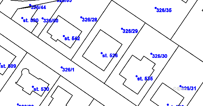 Parcela st. 526 v KÚ Dukovany, Katastrální mapa