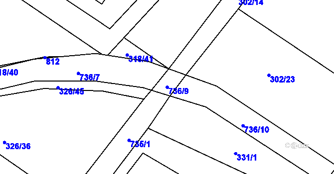 Parcela st. 736/9 v KÚ Dukovany, Katastrální mapa