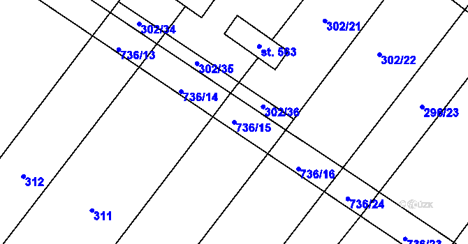 Parcela st. 736/15 v KÚ Dukovany, Katastrální mapa