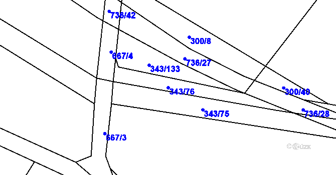 Parcela st. 343/76 v KÚ Dukovany, Katastrální mapa