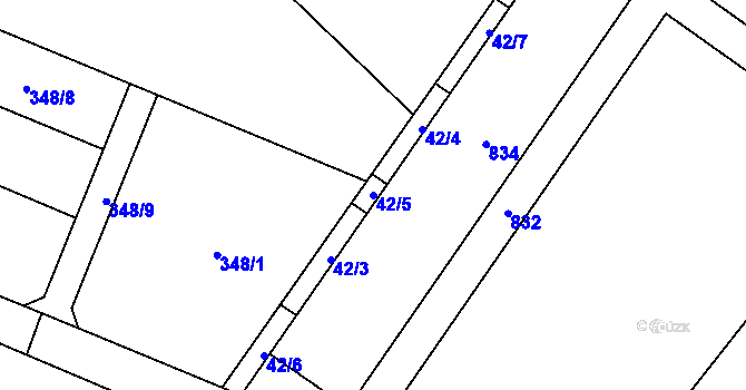 Parcela st. 42/5 v KÚ Dukovany, Katastrální mapa