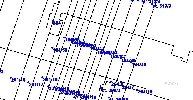 Parcela st. 184/46 v KÚ Dukovany, Katastrální mapa
