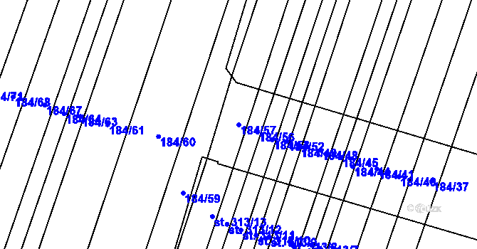 Parcela st. 184/57 v KÚ Dukovany, Katastrální mapa