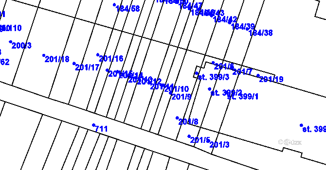 Parcela st. 201/10 v KÚ Dukovany, Katastrální mapa
