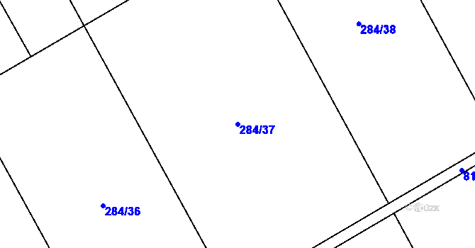 Parcela st. 284/37 v KÚ Dukovany, Katastrální mapa