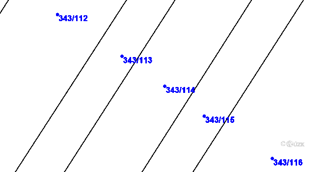 Parcela st. 343/114 v KÚ Dukovany, Katastrální mapa
