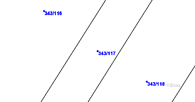 Parcela st. 343/117 v KÚ Dukovany, Katastrální mapa