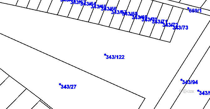 Parcela st. 343/122 v KÚ Dukovany, Katastrální mapa