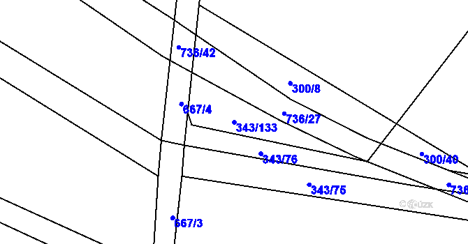 Parcela st. 343/133 v KÚ Dukovany, Katastrální mapa