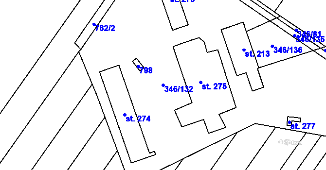 Parcela st. 346/132 v KÚ Dukovany, Katastrální mapa