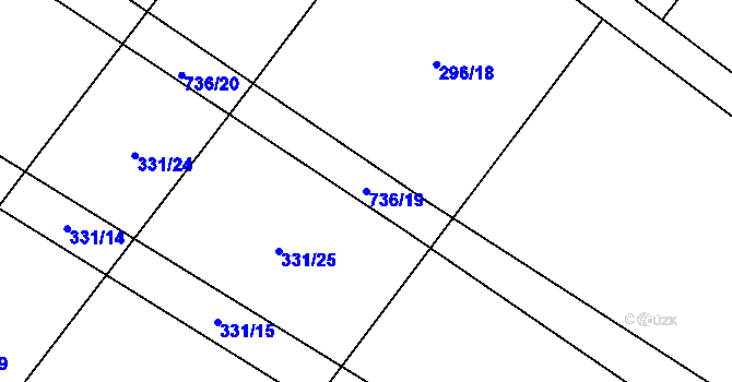 Parcela st. 736/19 v KÚ Dukovany, Katastrální mapa