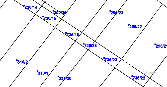 Parcela st. 736/24 v KÚ Dukovany, Katastrální mapa