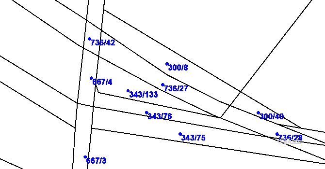 Parcela st. 736/27 v KÚ Dukovany, Katastrální mapa