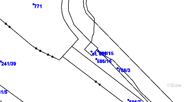 Parcela st. 586/15 v KÚ Dukovany, Katastrální mapa