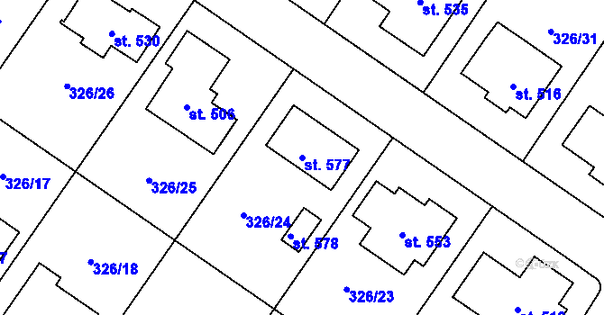 Parcela st. 577 v KÚ Dukovany, Katastrální mapa