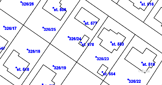 Parcela st. 578 v KÚ Dukovany, Katastrální mapa