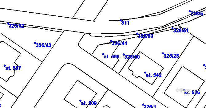 Parcela st. 590 v KÚ Dukovany, Katastrální mapa