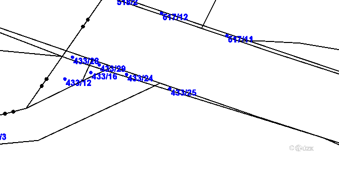 Parcela st. 433/25 v KÚ Dukovany, Katastrální mapa