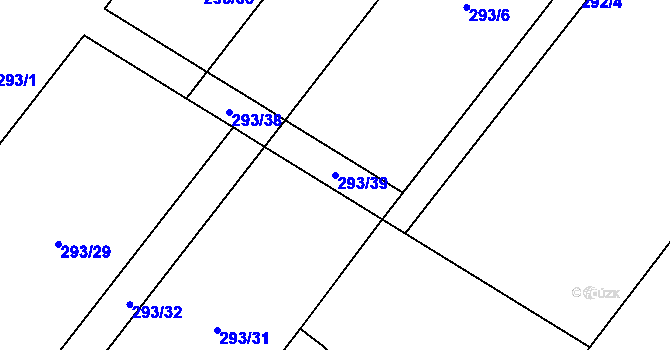 Parcela st. 293/39 v KÚ Dukovany, Katastrální mapa