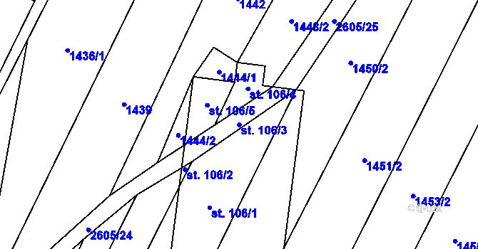 Parcela st. 106/3 v KÚ Dunajovice, Katastrální mapa