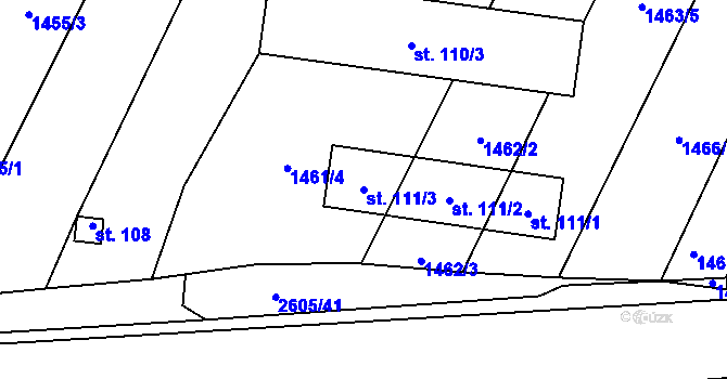 Parcela st. 111/3 v KÚ Dunajovice, Katastrální mapa